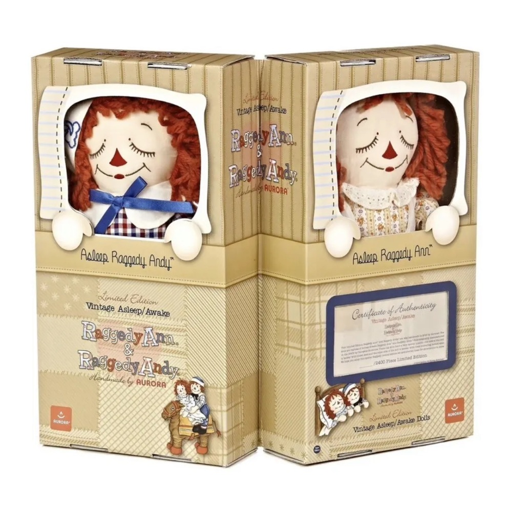 Asleep/awake Raggedy Ann and Andy Dolls - Picture 2 of 4